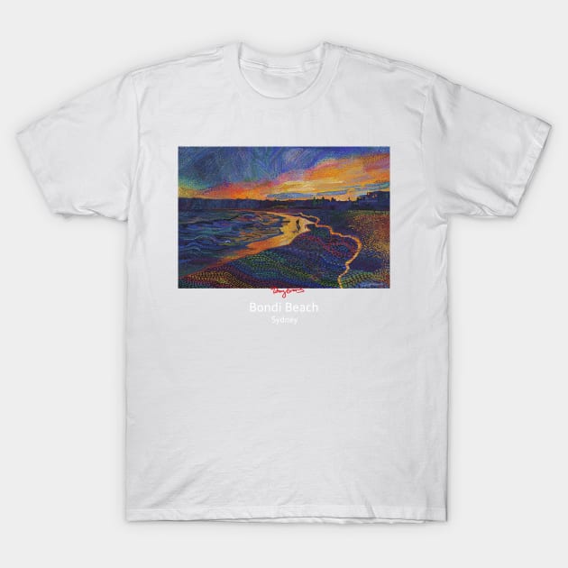 Bondi Beach Sunset - Dark T-shirts T-Shirt by tobycentreart